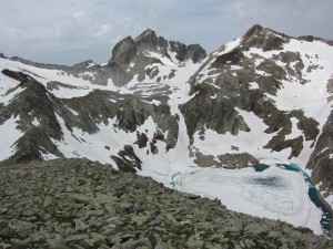 Col des Gourgs-Blancs and Lac Glace from Tusse de Montarqué Col des Gourgs-Blancs and Lac Glace from Tusse de Montarqué